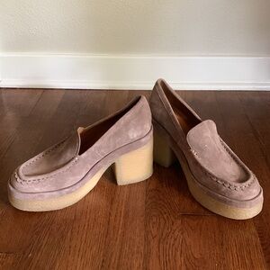 NWOT Marc Fisher Lina leather suede platform heels loafer